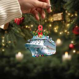 Custom Name Cruise With Led Light & Reindeer Hord V1 Christmas Ornament, Tree Hanging Decor, Flat 2D Ornament Acrylic/ Wooden - thumbnail 2