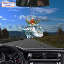 Custom Name Cruise With Led Light & Reindeer Hord V1 Christmas Ornament, Tree Hanging Decor, Flat 2D Ornament Acrylic/ Wooden - thumbnail 3
