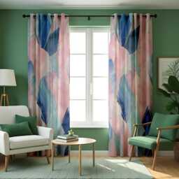 Pastel Blue Pink Abstract Curtains, Soft Artistic Watercolor Drapes, Modern Window Panels, Custom Sizes Eyelet Or Rod Pocket Options - thumbnail 3