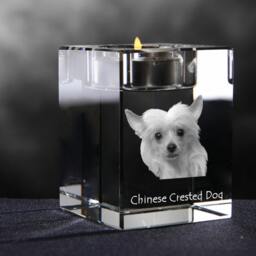 Chinese Crested Dog, Crystal Candlestick With Dog, Souvenir, Decoration, Limited Edition, Collection - thumbnail 2