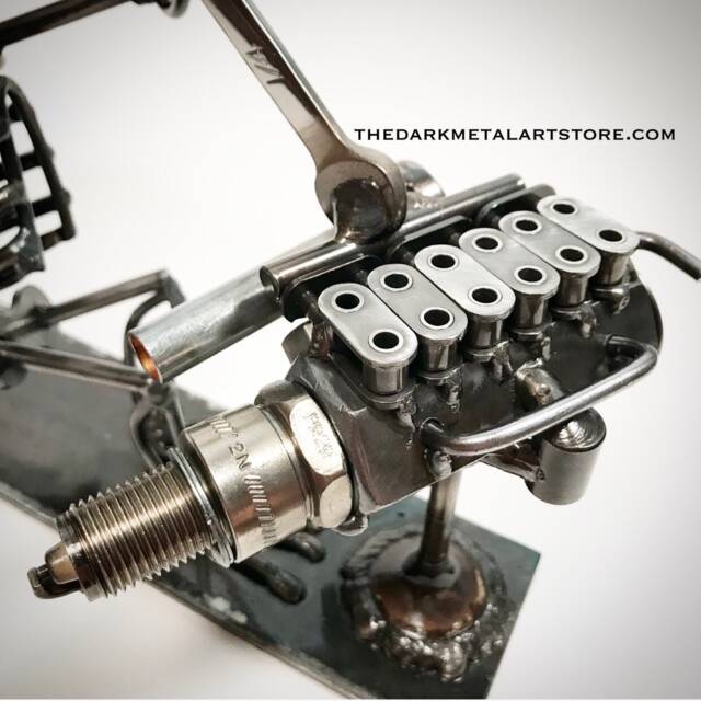 Upcycled Car Part Diesel Mechanic Sculpture Handmade Metal Art - image 1