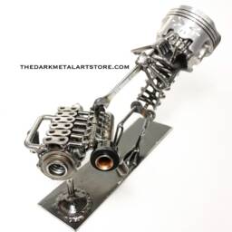 Upcycled Car Part Diesel Mechanic Sculpture Handmade Metal Art - thumbnail 4