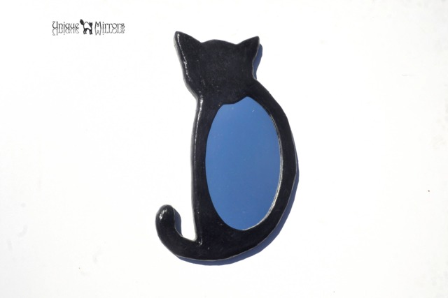 Unique Halloween Gifts, Black Cat Mirror, Steampunk Lovers Gift, Home Decor With Cats, Wall Art, Cats - image 1