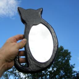 Unique Halloween Gifts, Black Cat Mirror, Steampunk Lovers Gift, Home Decor With Cats, Wall Art, Cats - thumbnail 3