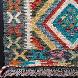 Kilim Runner Multicolour, Handmade Artisan Afghan Turkish Aztec Natural Wool Rug 292x79 cm - thumbnail 4