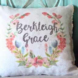 Sequin Pillow, Girls Babys Room Nursery Unicorn Custom Name Baby Shower Gift - thumbnail 4