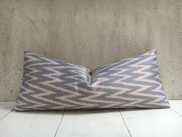 Handwoven Silk Ikat Lumbar Pillow Cover, Modern Accent - 10x24 - image 1