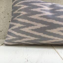 Handwoven Silk Ikat Lumbar Pillow Cover, Modern Accent - 10x24 - thumbnail 3