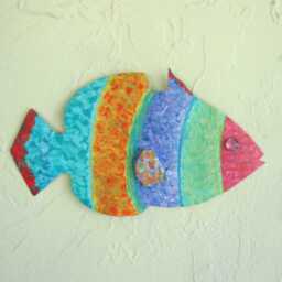 Upcycled Metal Fish Wall Art Tropical Coastal Decor - 6x11 - thumbnail 3