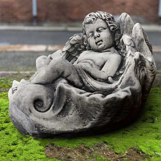 stone Sleeping Angel Sculpture Concrete Figurine Outdoor Relaxing Garden Decor Handmade Lawn Ornament Angel Art Lover Gift - image 1