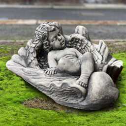 stone Sleeping Angel Sculpture Concrete Figurine Outdoor Relaxing Garden Decor Handmade Lawn Ornament Angel Art Lover Gift - thumbnail 4