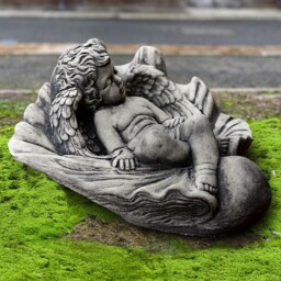 stone Sleeping Angel Sculpture Concrete Figurine Outdoor Relaxing Garden Decor Handmade Lawn Ornament Angel Art Lover Gift - thumbnail 3