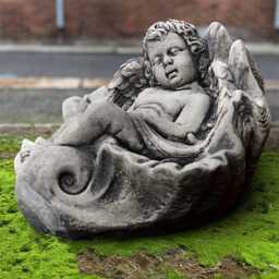 stone Sleeping Angel Sculpture Concrete Figurine Outdoor Relaxing Garden Decor Handmade Lawn Ornament Angel Art Lover Gift - thumbnail 1