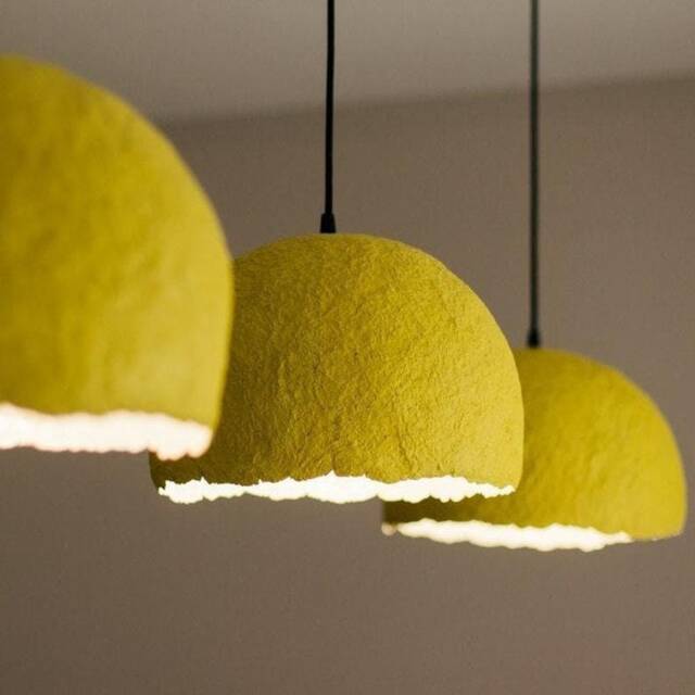 Papier Mache Pendant Light, Modern Lighting Decor, Hanging Bedside, Wabi Sabi, Sustainable Lamp - image 1