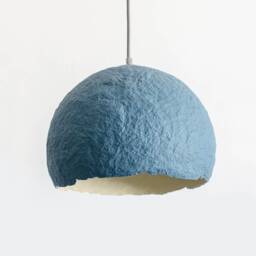 Papier Mache Pendant Light, Modern Lighting Decor, Hanging Bedside, Wabi Sabi, Sustainable Lamp - thumbnail 3