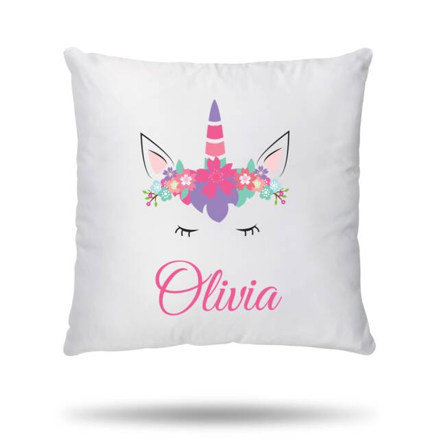 Customised Cute Unicorn Head Cushion Cover Personalised Gifts For Sleepover Party - Home, Bedroom Decor & Birthday Decoration Girls - image 1