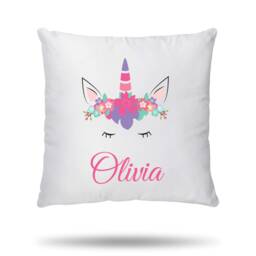 Customised Cute Unicorn Head Cushion Cover Personalised Gifts For Sleepover Party - Home, Bedroom Decor & Birthday Decoration Girls - thumbnail 1