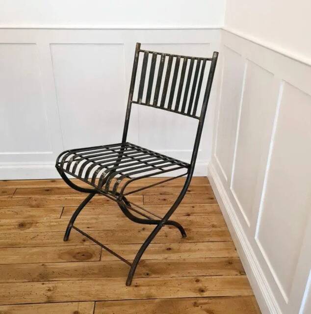 Berkeley Rustic Antique Iron Steel Vintage Outdoor Folding Chair - image 1