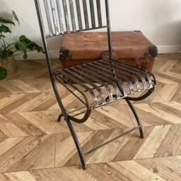 Berkeley Rustic Antique Iron Steel Vintage Outdoor Folding Chair - thumbnail 4