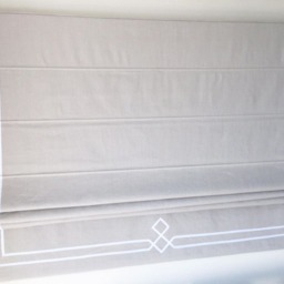 Linen Roman Shade, Tuscany Fabric With White Double Ribbon Design, Custom Window Treatment - thumbnail 2