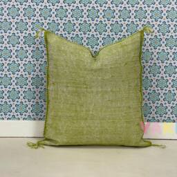 Yakiti-Green Square Moroccan Pillows 20x20, Aka Cactus Silk Pillow, Sabra Pillows, Outdoor Luxury Pillow, Durable & Weather Resistant - thumbnail 3