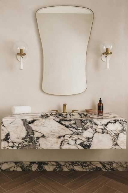 Hand-Carved Calacatta Viola Marble Sink Wall Mount Vanity, 40'' - image 1