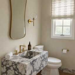 Hand-Carved Calacatta Viola Marble Sink Wall Mount Vanity, 40'' - thumbnail 3