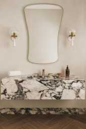 Hand-Carved Calacatta Viola Marble Sink Wall Mount Vanity, 40''