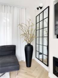Tall Black Hammered Vase, Large Freestanding Metal Vase - thumbnail 1