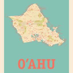 Island Of Oahu, Hawaii Map Print Wall Art - thumbnail 2