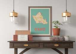 Island Of Oahu, Hawaii Map Print Wall Art - thumbnail 1