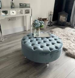 Extra Large Upholstered Round Handmade Chesterfield Coffee Table - thumbnail 1