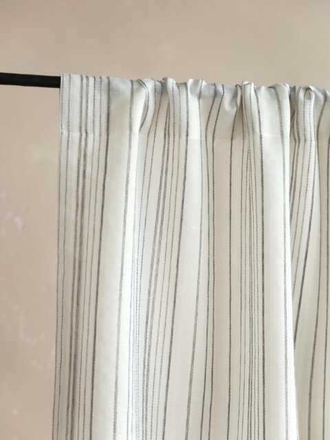 Dodd Striped Sheer Curtain, Linen Cotton Blend Curtain Panel, Off White With Thin Grey Stripes, Natural Privacy Window Curtian, Pc - image 1