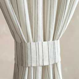 Dodd Striped Sheer Curtain, Linen Cotton Blend Curtain Panel, Off White With Thin Grey Stripes, Natural Privacy Window Curtian, Pc - thumbnail 3
