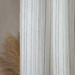 Dodd Striped Sheer Curtain, Linen Cotton Blend Curtain Panel, Off White With Thin Grey Stripes, Natural Privacy Window Curtian, Pc - thumbnail 4