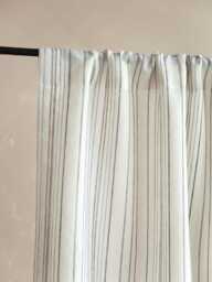 Dodd Striped Sheer Curtain, Linen Cotton Blend Curtain Panel, Off White With Thin Grey Stripes, Natural Privacy Window Curtian, Pc