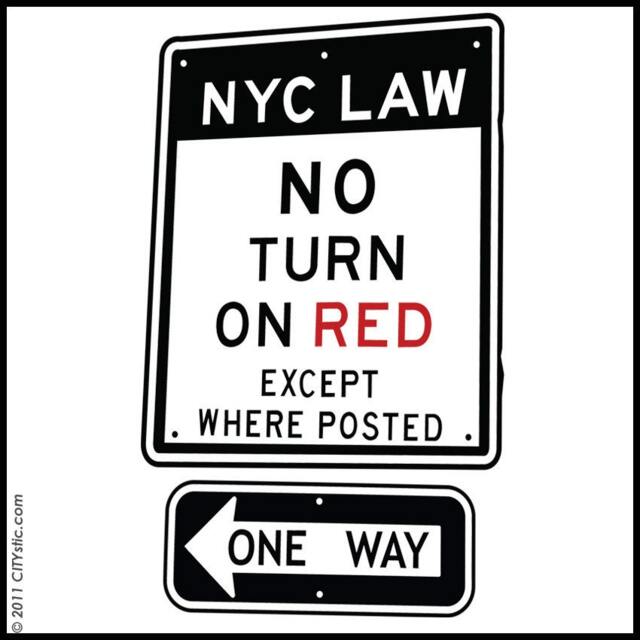 Nyc Road Sign Wall Decal No Turn On Red, One Way - image 1