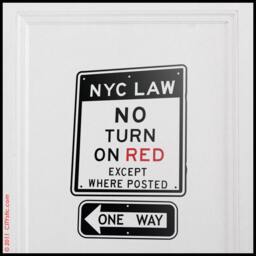 Nyc Road Sign Wall Decal No Turn On Red, One Way - thumbnail 2