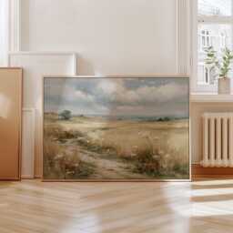 Wildflower Meadow Poster, Country Landscape Print, Paper Wall Art - thumbnail 4