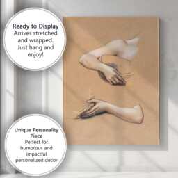 Minimalist Figurative Hand Study Sketch On Kraft Paper Canvas Wall Art Print Decor Picture Ready To Hang - thumbnail 3