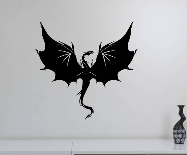 Dragon Wall Decal Vinyl Sticker Fantasy Decor Ethnic Mythical Animal Art Medieval Decorations Home Room Office Poster Gift Mural Dn5 - image 1