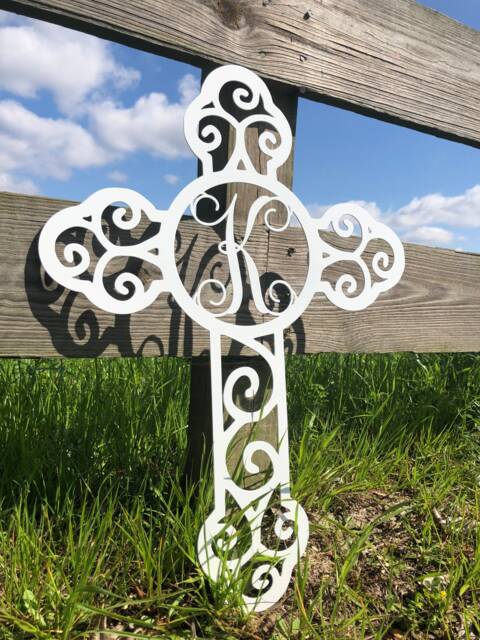 Resurrection Cross Monogram Metal, Easter D??cor, Christian Gift, Jesus, He Is Risen, Crucifixion, Religious Door Hanger - image 1