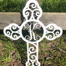 Resurrection Cross Monogram Metal, Easter D??cor, Christian Gift, Jesus, He Is Risen, Crucifixion, Religious Door Hanger - thumbnail 2