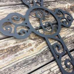 Resurrection Cross Monogram Metal, Easter D??cor, Christian Gift, Jesus, He Is Risen, Crucifixion, Religious Door Hanger - thumbnail 3
