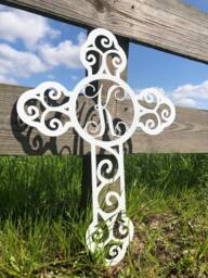 Resurrection Cross Monogram Metal, Easter D??cor, Christian Gift, Jesus, He Is Risen, Crucifixion, Religious Door Hanger - thumbnail 1