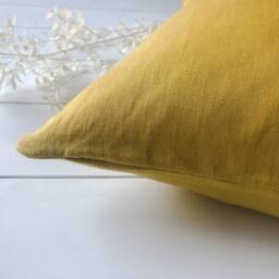Softened Linen Pillow Case in Dusty Yellow/Washed Throw Pillows Honey Yellow/Decorative Cases - thumbnail 2