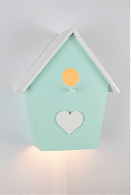 Children's Lamp, Birth Gift, Nursery Bird House Wall Lamp - image 1