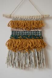 Woven Wall Hanging, Mustard Tapestry, Housewarming Gift, Nursery Decor, Textile Art, Modern Weaving, Hand - thumbnail 1