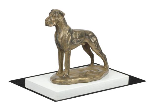 Great Dane Uncropped, Dog On White Wooden Base Statue, Limited Edition, Artdog - image 1