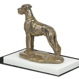 Great Dane Uncropped, Dog On White Wooden Base Statue, Limited Edition, Artdog - thumbnail 3